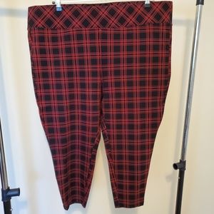Torrid Red/Black Plaid Pixie Skinny Studio Luxe Ponte High Rise Pant Plus 4(4X)